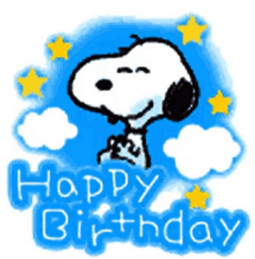 Snoopy Peanuts Happy Birthday Stars And Clouds GIF
