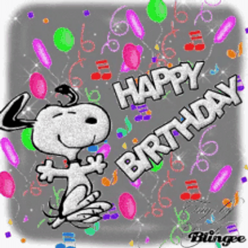 Snoopy Peanuts Happy Birthday With Colorful Confetti GIF