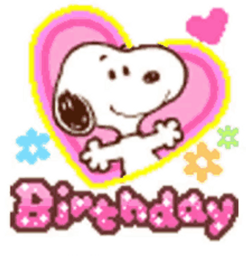 Snoopy Peanuts Inside Heart With Flowers Birthday GIF