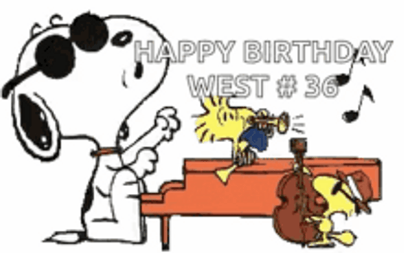 Snoopy Peanuts Singing With Woodstock Happy Birthday GIF