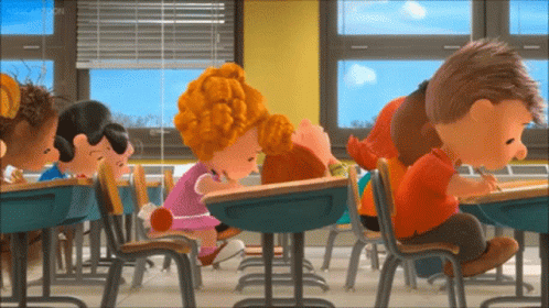 Snoopy Peanuts Sneaking In Classroom GIF