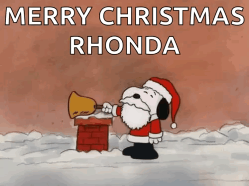 Snoopy Playing Bell Merry Christmas Rhonda