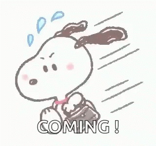 Snoopy Running With Briefcase Saying Coming