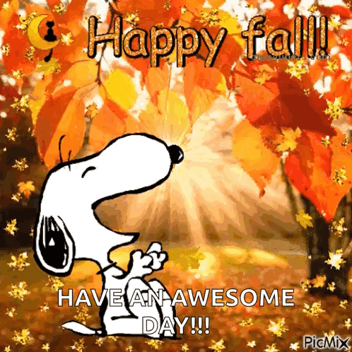Snoopy Saying Happy Fall GIF