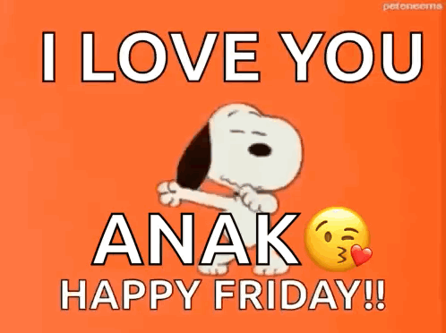 Snoopy Says I Love You Anak Happy Friday On An Orange Background GIF