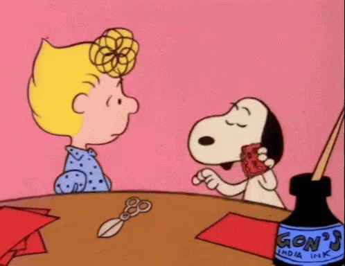 Snoopy Showing Off Valentines Gift To Sally Brown GIF