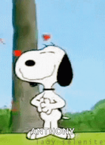Snoopy Standing In Front Of Tree With Anthony GIF