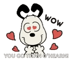 Snoopy Surrounded by Hearts Saying Wow