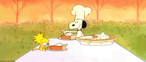 Snoopy Thanksgiving Pumpkin Pie Eating GIF
