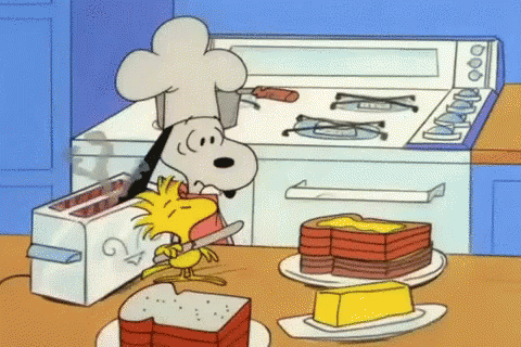 Snoopy Thanksgiving Toasting Breakfast GIF