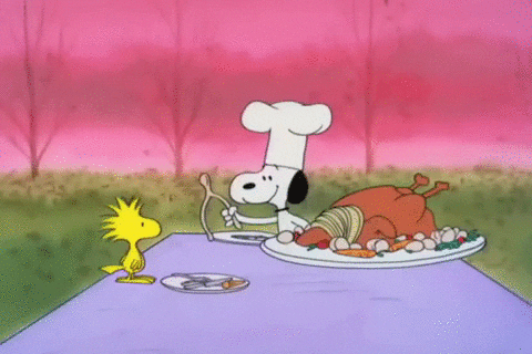 Snoopy Thanksgiving Wishbone GIF