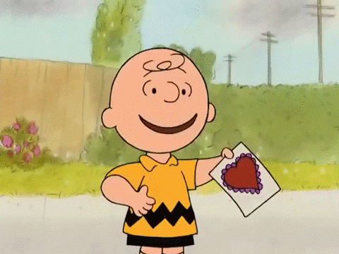 Snoopy Valentines Day Charlie Brown Offering Love Letter GIF