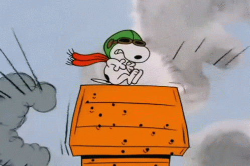 Snoopy Wearing A Helmet And Goggles Is Flying Through The Air GIF