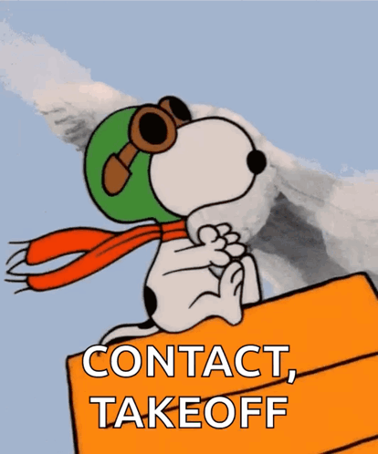 Snoopy Wearing Helmet And Goggles Contact Takeoff GIF