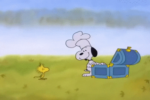 Snoopy With Blue Treasure Chest GIF
