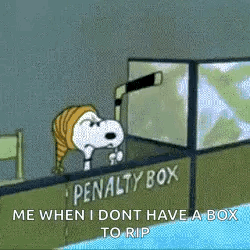 Snoopy With Hockey Stick At Penalty Box GIF