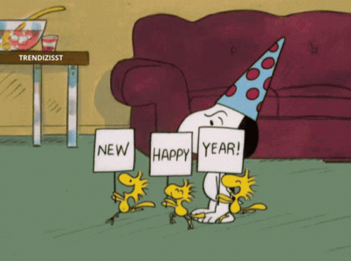 Snoopy Woodstock Cute Happy New Year GIF