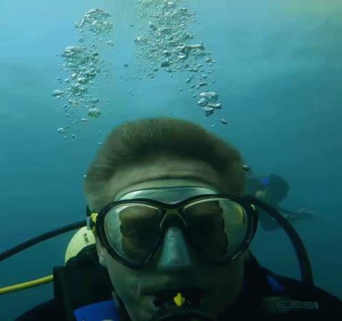 Snorkeling Guy Blowing Bubbles GIF