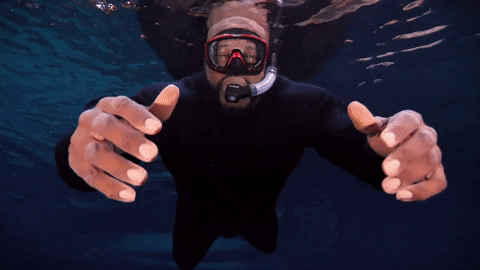 Snorkeling Shaq Underwater Hug GIF