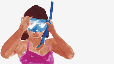 Snorkeling Thumbs Up Illustration GIF