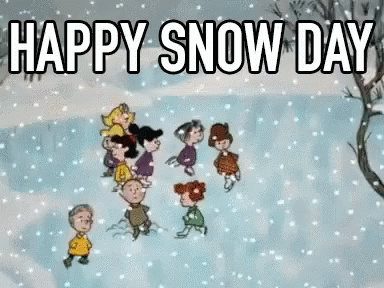 Peanuts Characters Happy Ice Skating On Snow Day GIF