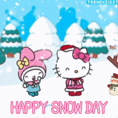 Hello Kity And My Melody Happy Snow Day GIF