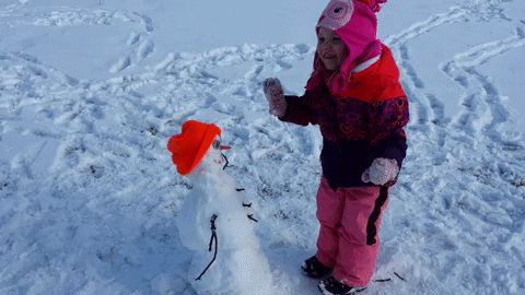 Snow Man Head Falls GIF