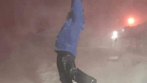 Snow Storm Man Celebrating In Winter GIF
