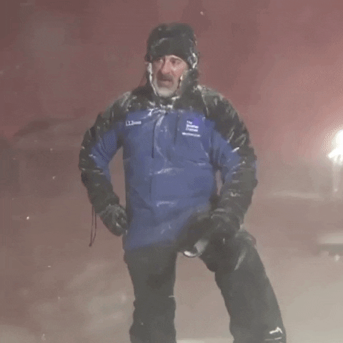 Snow Storm Man Celebrating In Cold Weather GIF