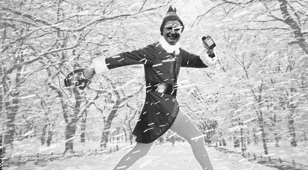 Bill De Blasio Elf Walking In Snow Storm GIF