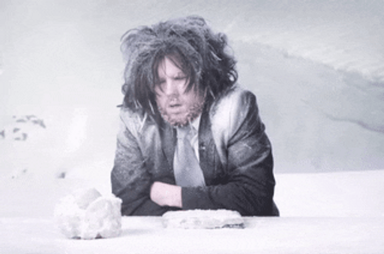 Snow Storm Man Shaking From Cold GIF