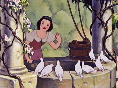 Snow White With Doves GIF