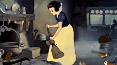 Cleaning Snow White GIF
