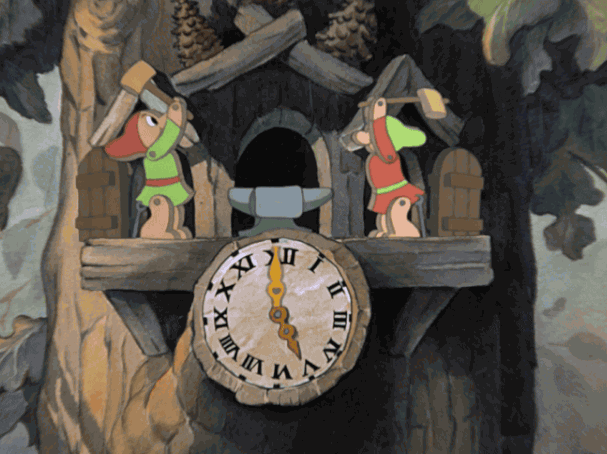 Snow White Dwarves With Clock GIF