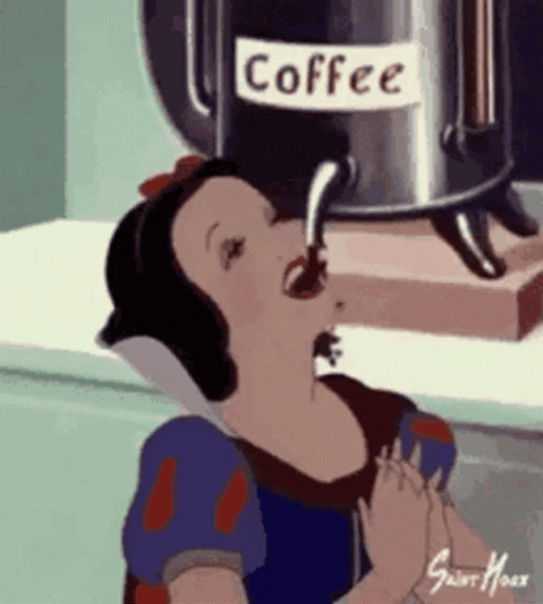 Snow White Direct Drinking Of Animated Coffee GIF