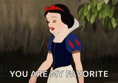 Snow White From Snow White And The Seven Dwarfs Is Standing In Front Of A Tree And Saying `` You Are My Favorite '' . GIF