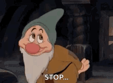 Snow White Gnome Saying Stop