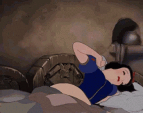 Snow White Lying In Bed With Spider GIF