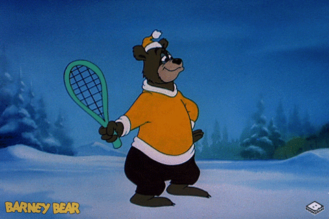 Snowball Bear Winter Sports Badminton GIF