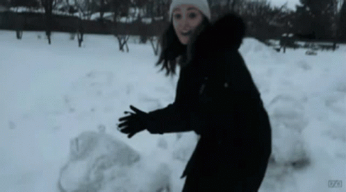 Girls Snowball Fight GIF