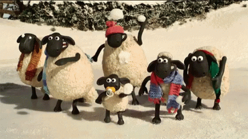 Shaun The Sheep Snowball Fight GIF