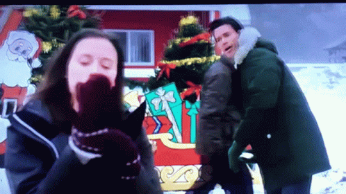 Snowball Fight Couple GIF