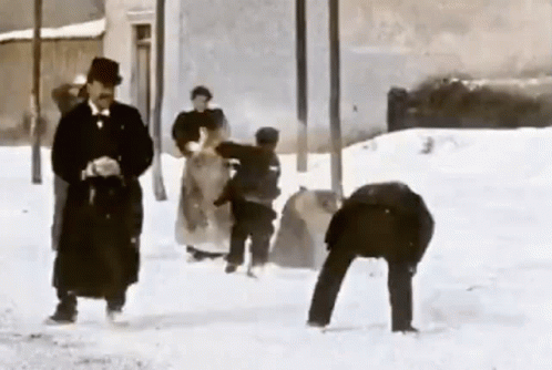 Snowball Fight People Playing GIF