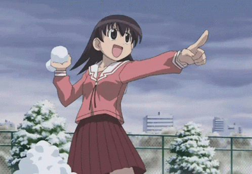 Tomo Takino Snowball Fight GIF