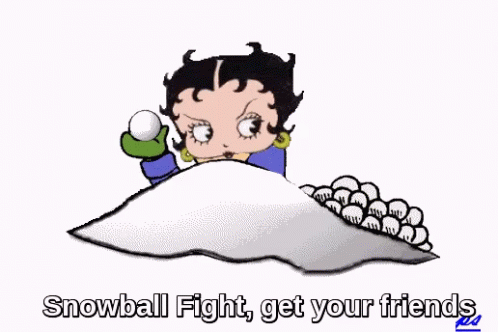 Snowball Fight Betty Bop Friends Gotcha GIF