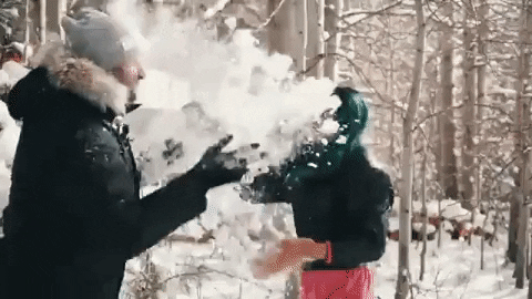 Snowball Fight Couple Attack GIF