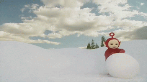 Snowball Making Teletubbies Po GIF