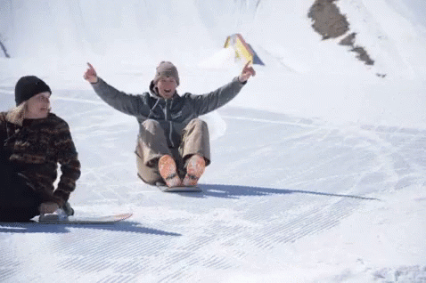 Snowboarding Funny Slide GIF
