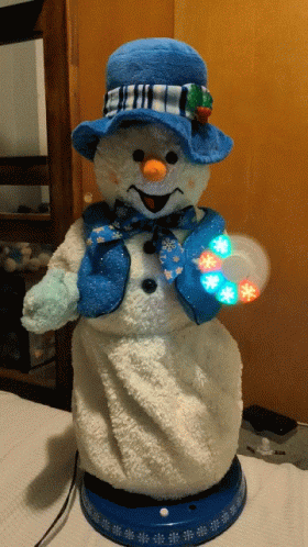 Blue Snowman Is Dancing GIF