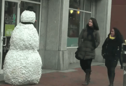 Scary Snowman Scare Prank GIF